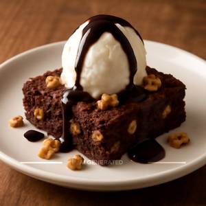 Walnut Brownie With Ice Cream