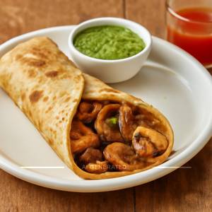 Mushroom Tikka Kathi Roll