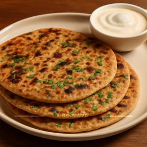 Mixed Veg Paratha with Curd