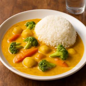 Yellow thai curry with rice