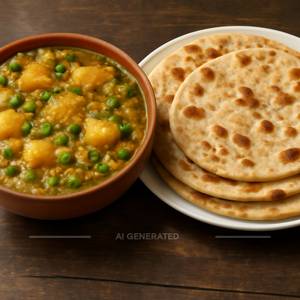 Aloo Mutter + 4 Roti