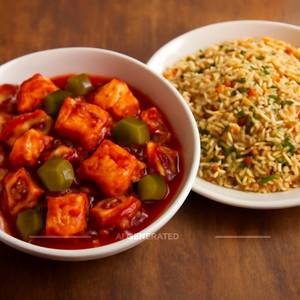 Chilli Paneer with Fried Rice