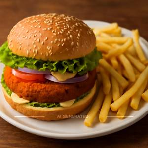 Aloo Tikki Burger + Fries