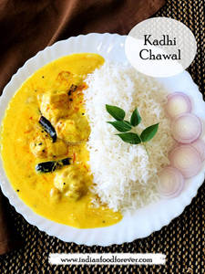Kadi Pakoda + Steam Rice + Salad