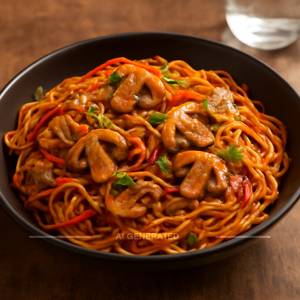 Mushroom Schezwan Noodles