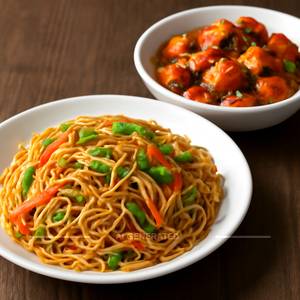 Veg Noodles + Chilli Paneer