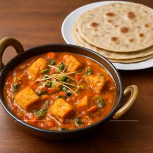 Kadhai paneer with  2 Roti