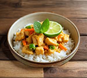 Special Plain Rice With Chicken Curry