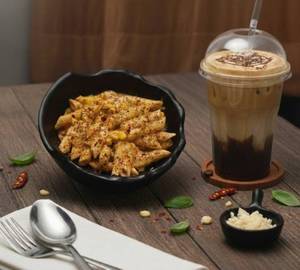 Mix Sauce Pasta with cold Coffee