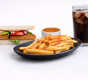 Aloo Tikki Sandwich With Classic Fries And Coke