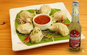 Momos with mix fruit drink