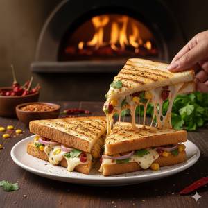 Paneer Cheese Pizza Sandwich