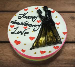 Marriage Anniversary Love Couple White Forest Cream Cake