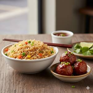 Veg Fried Rice + 3 Pcs Manchurian 