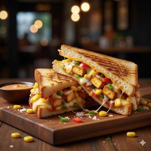 Cheese Corn Paneer Pizza Sandwich