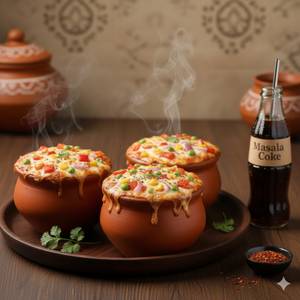 Mixed Veg Kulhad Pizza with Masala Coke Soft Beverage [200 ml]