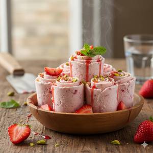 Strawberry Blended Roll Ice Cream