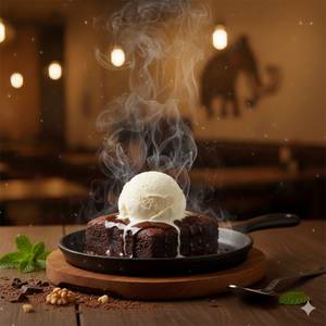 Hot Sizzling Brownie with Vanilla Ice Cream