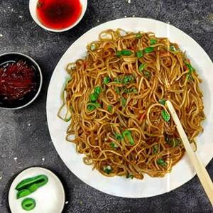 Panner mushroom burnt garlice noodles