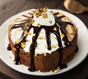 Walnut brownie with hot chocolate