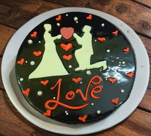Amazing Love Proposal Dark Chocolate Truffle Cake