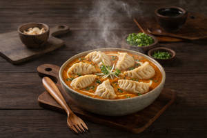 Chicken Momos In Makhni Gravy