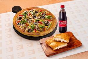 Medium Veg Pizza + Garlic Bread + Bevarage at 399