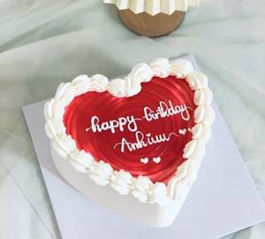 Birthday Anniversary Customize Red Velvet Heart Shape Cake