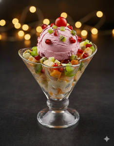 Fruit Salad With Strawberry Ice Cream