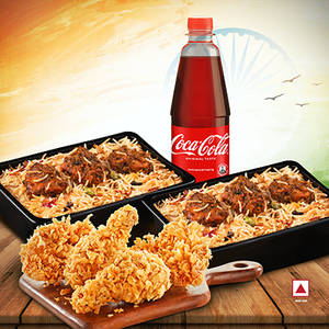 2PChicken DumBiryani + 4PFried ChickenClassic + 1PcCoca-Cola 475ML
