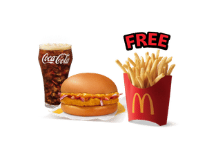 Chicken Surprise Burger + Coke Combo (M), Get Free Fries (M)