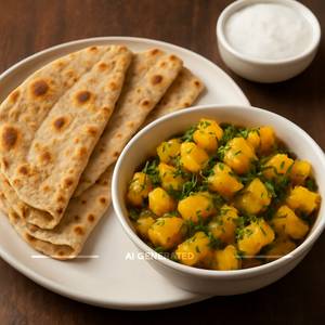 Aloo Jeera With 3 Butter Chapati Meal