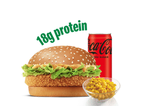 Crispy Veggie Burger Protein Plus + Corn + Coke Zero