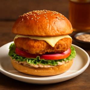 Crispy paneer patty burger