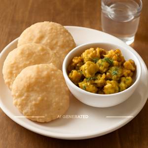 Aloo Jeera With 3 Rajgira Puri Combo