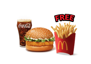 McVeggie Burger + Coke Combo (M), Get Free Fries (M)