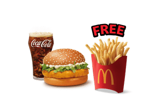 McChicken Burger + Coke Combo (M), Get Free Fries (M)