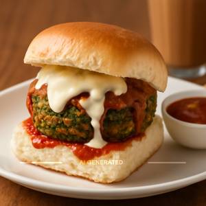 Makka Palak Schezwan Cheese Vada Pav