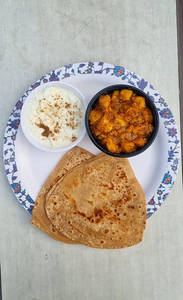 Achari Aaloo(full) + 2 Plain Paratha With Free Dahi (200gm) Combo