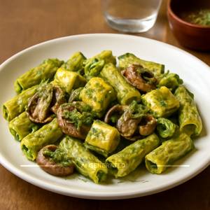 Al Funghi Cottage Cheese In Pesto Sauce
