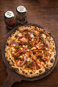 Chilli Garlic Spicy Chicken Sausage Pizza
