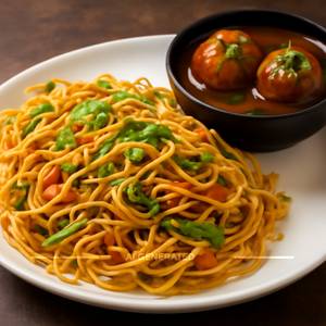 Veg Noodles & Veg Manchurian Bowl (2 Pcs)