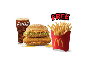 Big Yummy Chicken + Coke Combo (M), Get Free Fries (M)