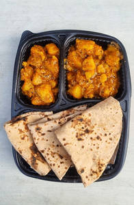 Achari Aaloo With 3 Tawa Roti And Salad