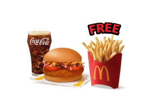 Mexican McAloo Tikki Burger + Coke Combo (M), Get Free Fries (M)