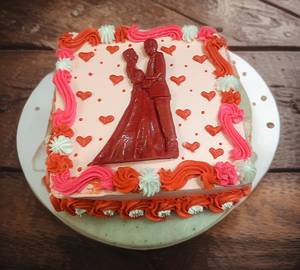Colour Full Love Butterscotch Customize Square Shape Cake