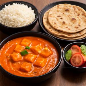 Paneer masala,+4pic butter Roti+salad