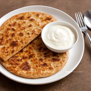 Paneer Paratha With Curd