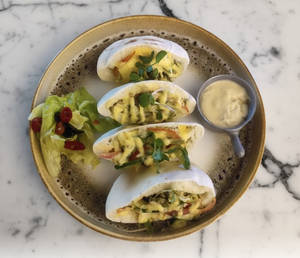 Cheesy Smashed Falafel Stuffed Pockets