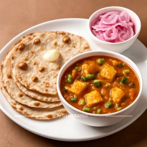 Mutter Paneer & 3 Butter Phulka Combo